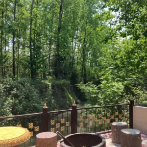 کلبه جنگلی لب رودخونه با آتشدان